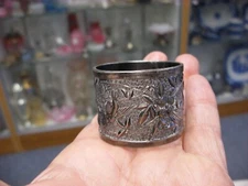Antique Victorian Silverplate Napkin Ring - Birds and Flower Design