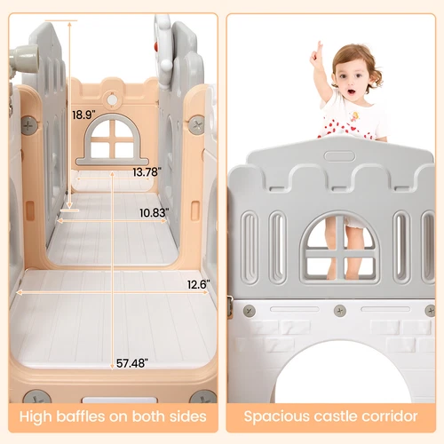 8 In 1 Toddler Slide, Kids Slide with Climber Playset, Indoor Outdoor Playground - Picture 9 of 11