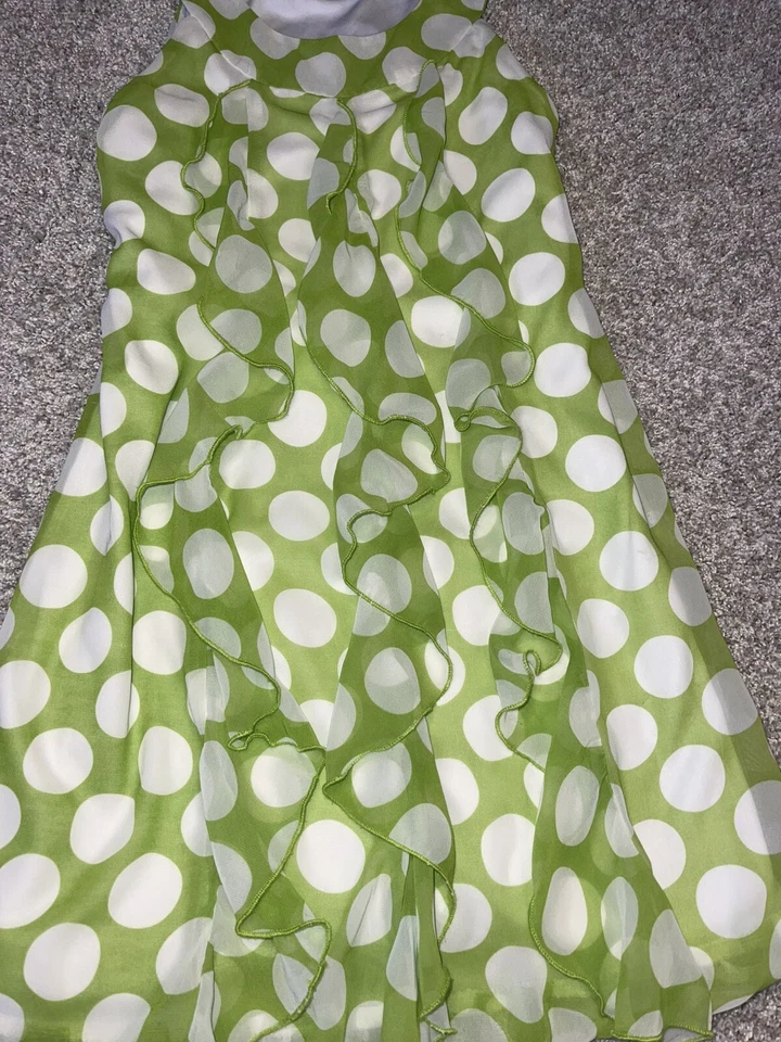 Vestido Speechless Niñas Verde Blanco Lunares Talla 8 Volantes Sin Mangas Pascua Foto 2 de 4