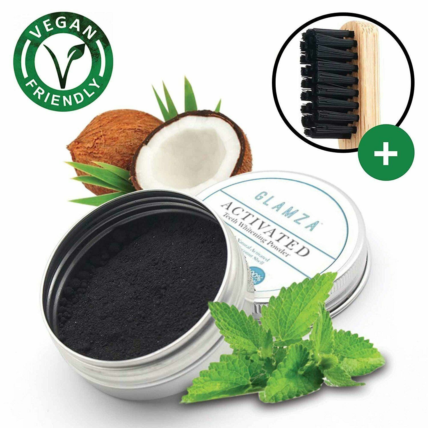 Poudre Blanchiment Dentaire Charbon Actif Naturel et Brosse à Dents Bambou Émail