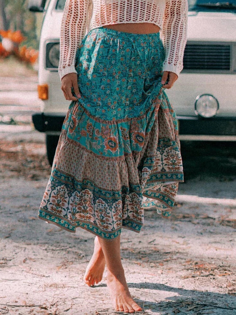 Mid length gypsy skirts cheap