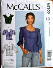 MCCALLS PATTERN 7900  TOPS   MISSES SIZES 6 8 10 12  14  UNCUT