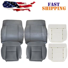 For 2004-2008 Ford F-150 Driver / Passenger Bottom / Top Leather Seat Cover Gray