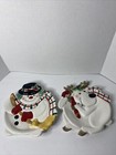 Fitz And Floyd Gift Gallery Christmas Snowman Reindeer Canape Cookie Wall Plates