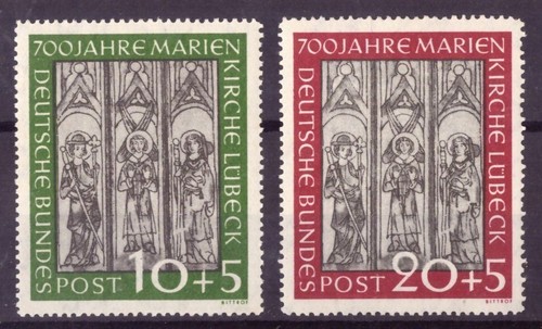 Germany 1951 700 Years Lübeck Cathedral 2 Values MNH Integral Catalog 25-6