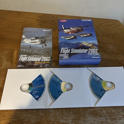 Microsoft Flight Simulator 2002 - 3 x PC CDrom Set - 2002 - Vintage PC Simulator