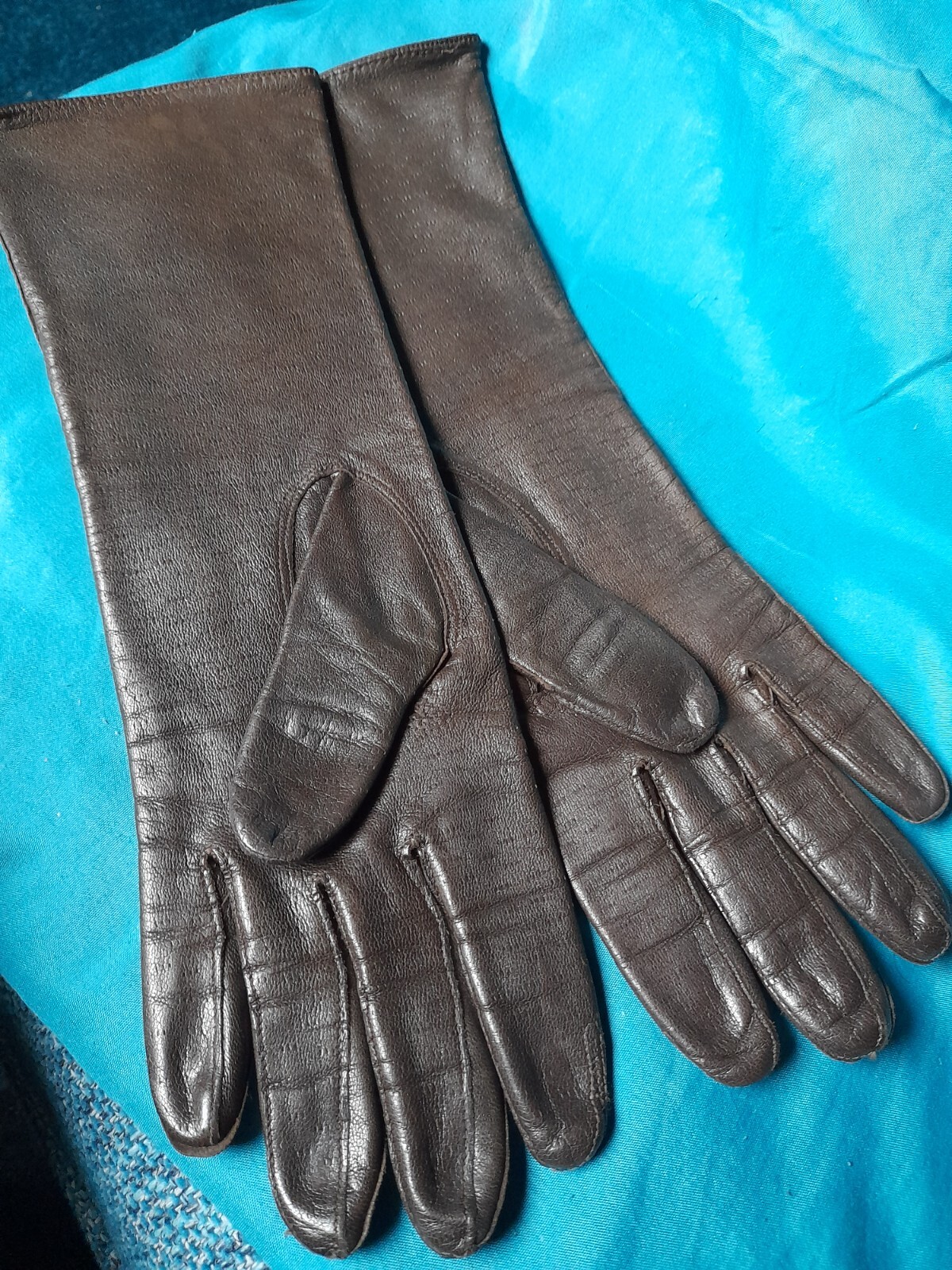 Vintage Ladies Long Soft Brown Leather Gloves. eBay