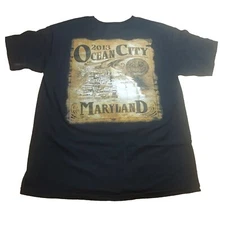 Hot Leathers T-shirt Men Lg Black Graphic Tee Ocean City Maryland 2013 Biker New