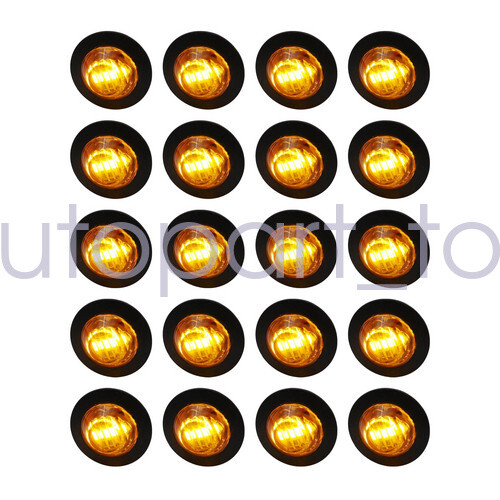 20pcs Amber 3/4"Round LED Bullet Clearance Side Marker Lights FOR Truck Trailer