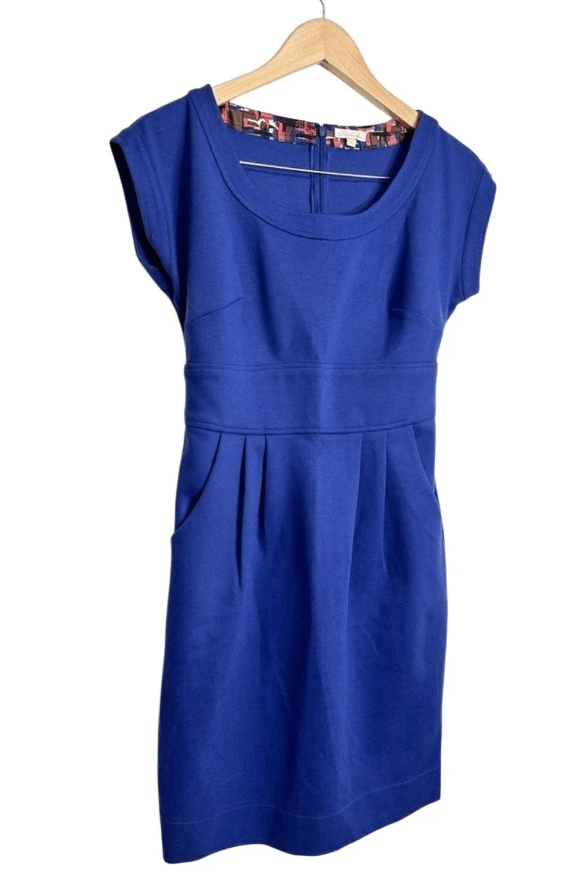 VETEMENTS Abito Shoshanna taglia 6 blu royal tubino lunghezza ginocchio zip scollo barca