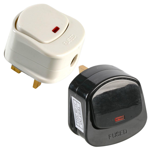 13A Switched Plug Top with Red Neon Indicator Mains Plug with on off ...