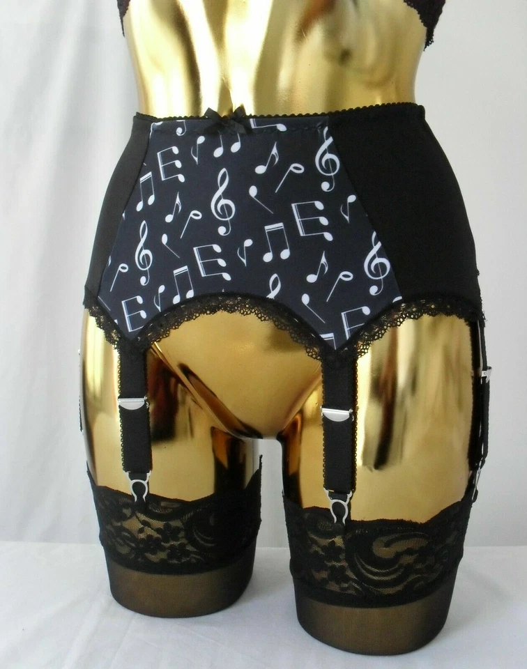 Noir/Blanc Musical Notes Imprimé Créateur 8 Ceinture - Photo 2/4