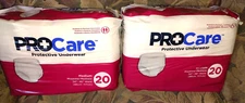 Two New Packages Of ProCare Disposable Protective Underwear Siz Medium 34" - 46"