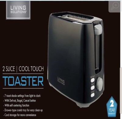 Living Solutions Two Slice Toaster - Black