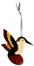 Hummingbird Wooden Intarsia Handmade Handcrafted Hanging Ornament