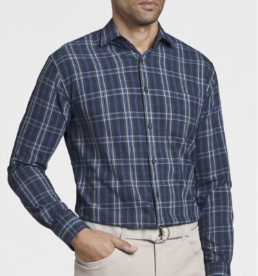 Peter Millar Shirt Mens Large Flannel Jolli Performance Sport Makers Mark EUC