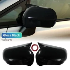 Gloss Black OX Horn Rearview Side Mirror Cover Cap For Honda Civic 8th 2005-2011