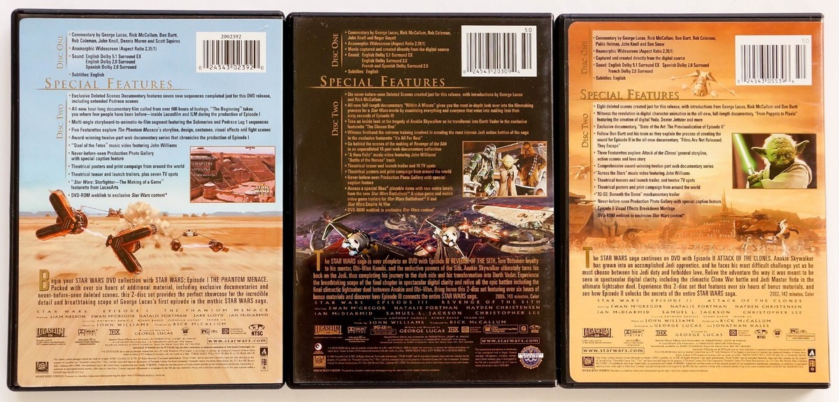 Star Wars Episodes 1,2, & 3 Widescreen DVD Lot, Digitally THX Mastered, Preowned | eBay Star Wars Episodes 1,2, & 3 Widescreen DVD Lot, Digitally THX Mastered, Preowned | eBay