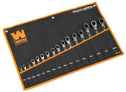 WEN WR162 16pcs Reversible Ratcheting Metric Combination Wrench Set w/Pouch - Picture 2 of 7