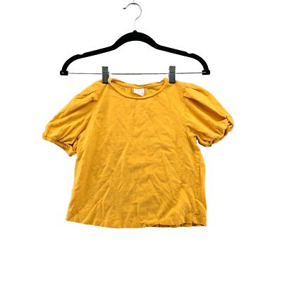 Zara Kids Girls Size 9 (134 cm) Puff Short Sleeve Yellow T-Shirt 