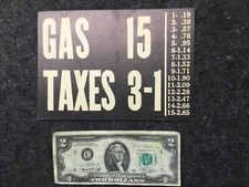 1 two side Visible Gas Service Station Pump Price Tax Paper Sign vtg 1920s rare