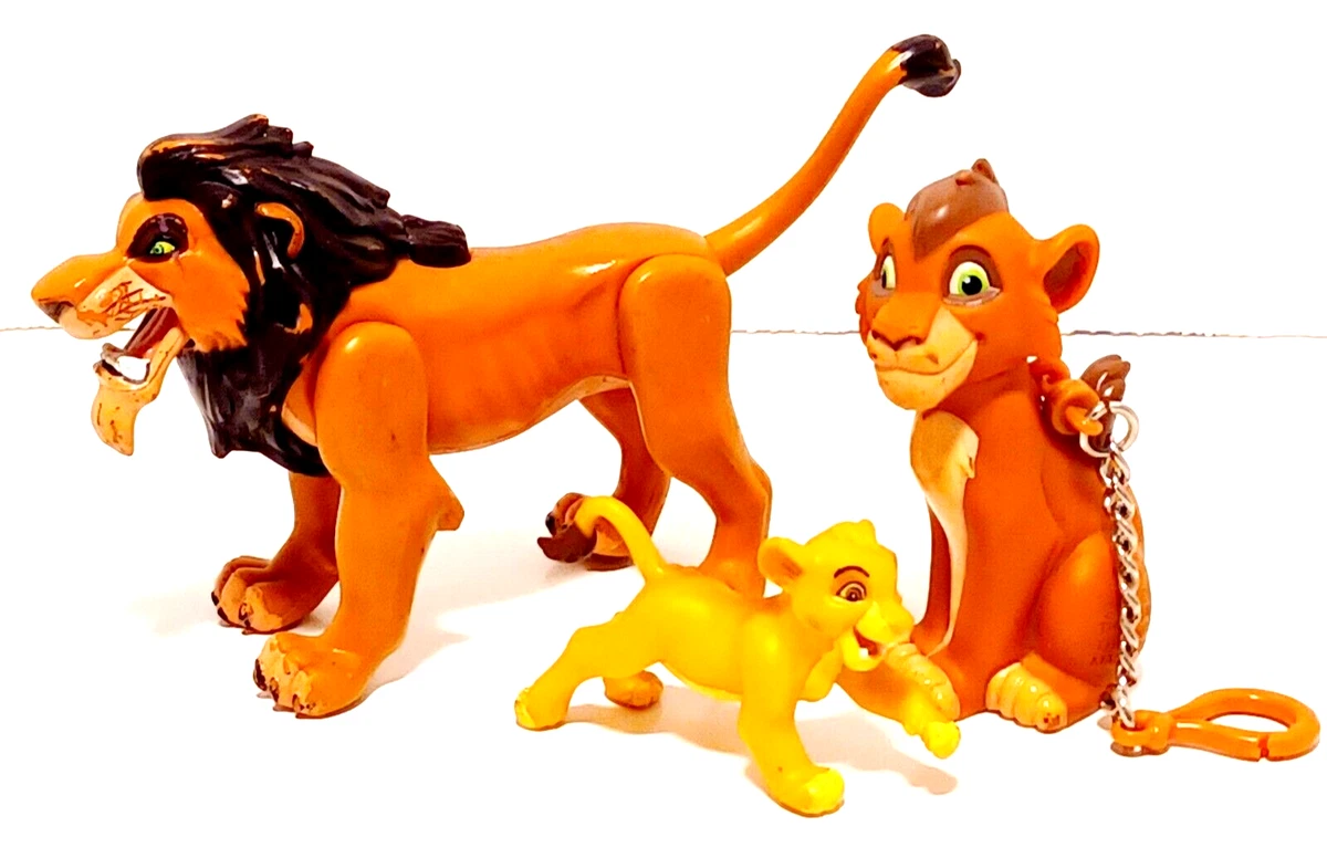 3 Disney Lion King Toys Figures Vintage Scar Simba Clip On Simba
