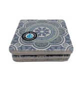 MOROCCAN STONE TILE COASTERS SET OF 4 BLUE ABSORBANT CORK BACKING NEW IN PACKAGE