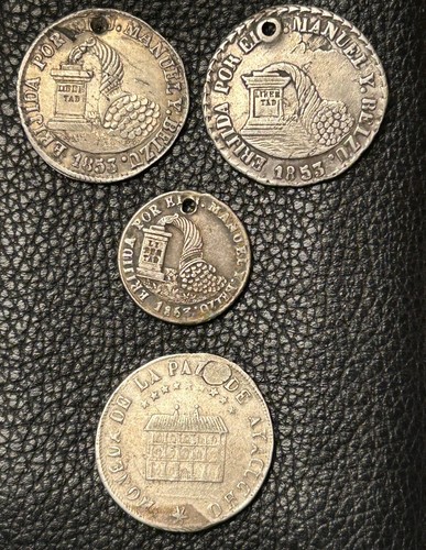 BOLIVIA Silver Proclamations 1853 2 soles Mint building Mountains Burnett-55C(6) - 第 2/2 張圖片