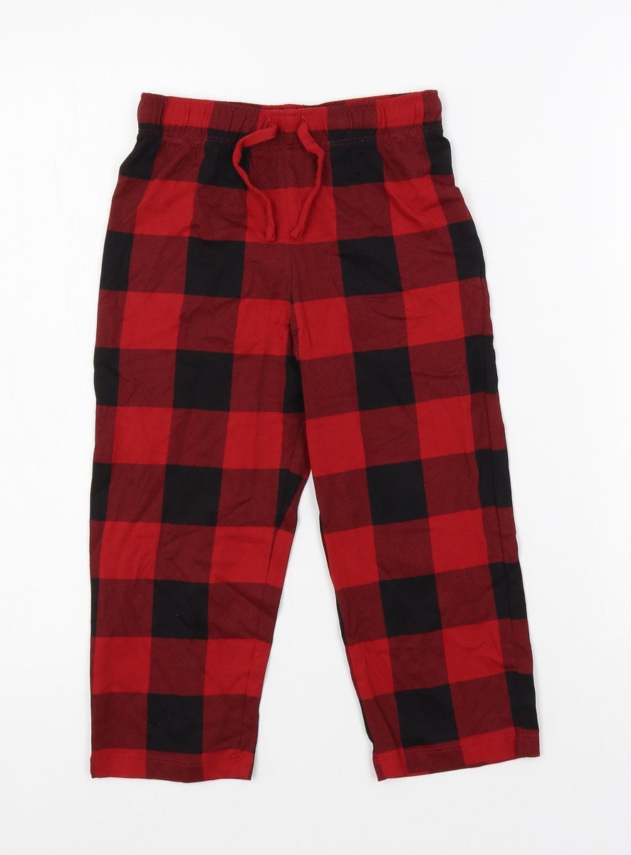 Marks and Spencer Girls Red Plaid Cotton Top Pyjama Pants Size 3-4