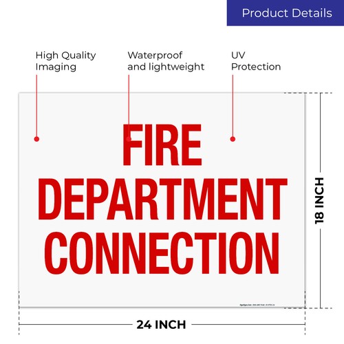 Fire Department Connection Sign, Fire Safety Sign, (SI-5701) - Picture 51 of 88
