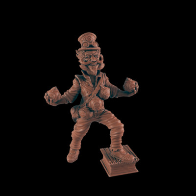 Mustachioed Bomber Villain  - Bolts and Brimstone - Minis - EC3D - Cyber Punk - 