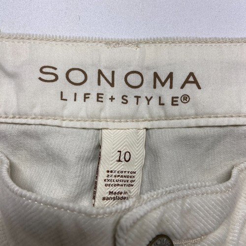 Kohl's Misses Sonoma Pants Womens 10 Ivory Cotton Pockets Mid Rise Straight Leg - 第 9/23 張圖片