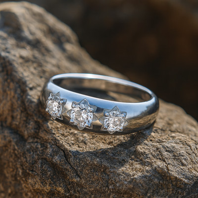 Herren Ring mit drei Steinen massiv Sterlingsilber Rhodiumplatte gepunzt Größ...