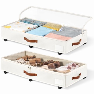 KitHero 6 Inches Under Bed Storage with Wheels Pack of 6 Tall, White