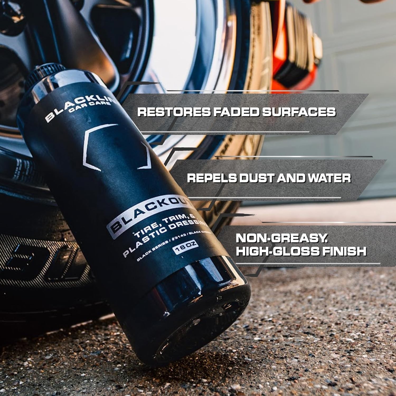 Blackline Car Care - Blackout Trim and Tire Dressing for Plastic, Rubber,... 