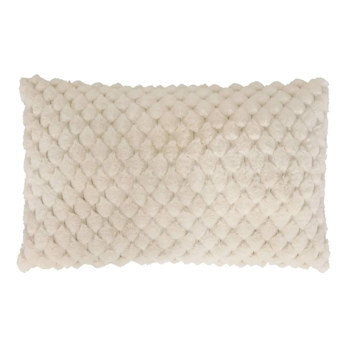 Coussin imitation fourrure Adriel beige 50x80 cm pour le canapé