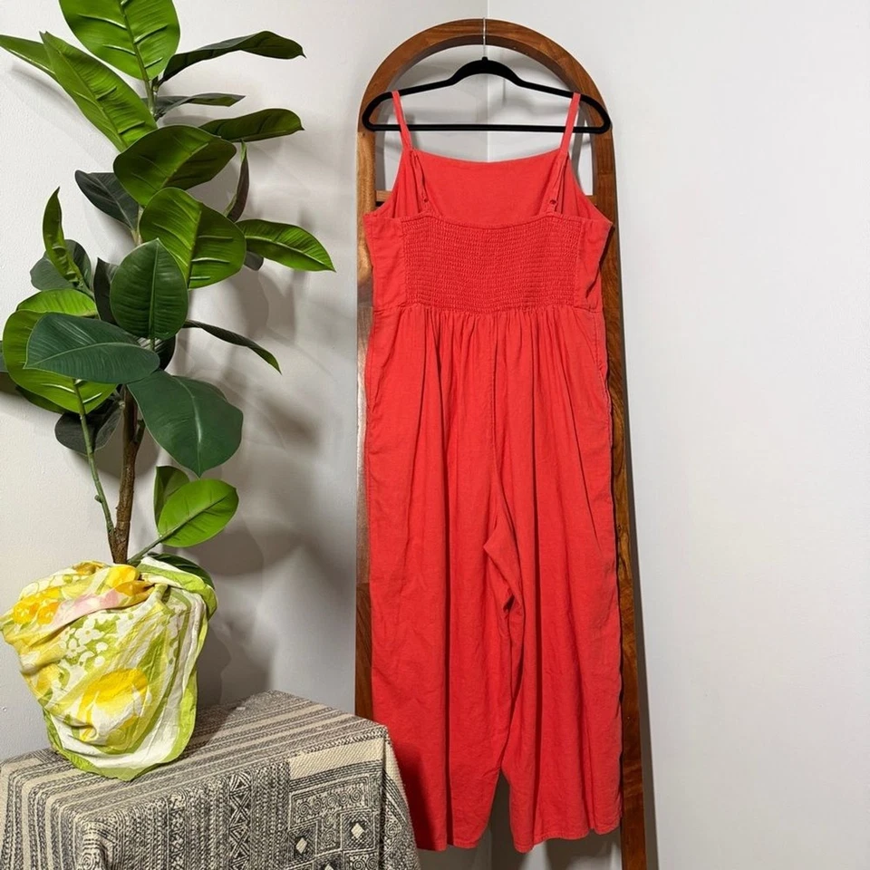 Mono Old Navy XL Mezcla de Lino Cuello Cuadrado Pierna Ancha en Tamarindo Foto 3 de 4