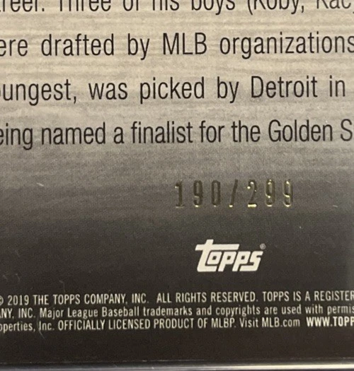 2019 Topps Update Series - The Family Business Roger Clemens #FB-6 Black /299 - Image 3 of 3