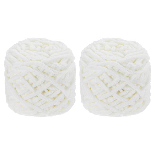 2 KnäUel Chenille Chunky Garn, 200G/7Oz PlüSchiges Dickes Garn (Milchweiß, 45M)-image