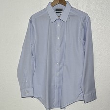 NWT Calvin Klein Mens 17 32/33 Blue Check Slim-Fit Non-Iron Dress Shirt Button