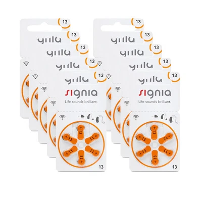 60x Siemens Signia 13 Hörgerätebatterien - P13 PR48 orange