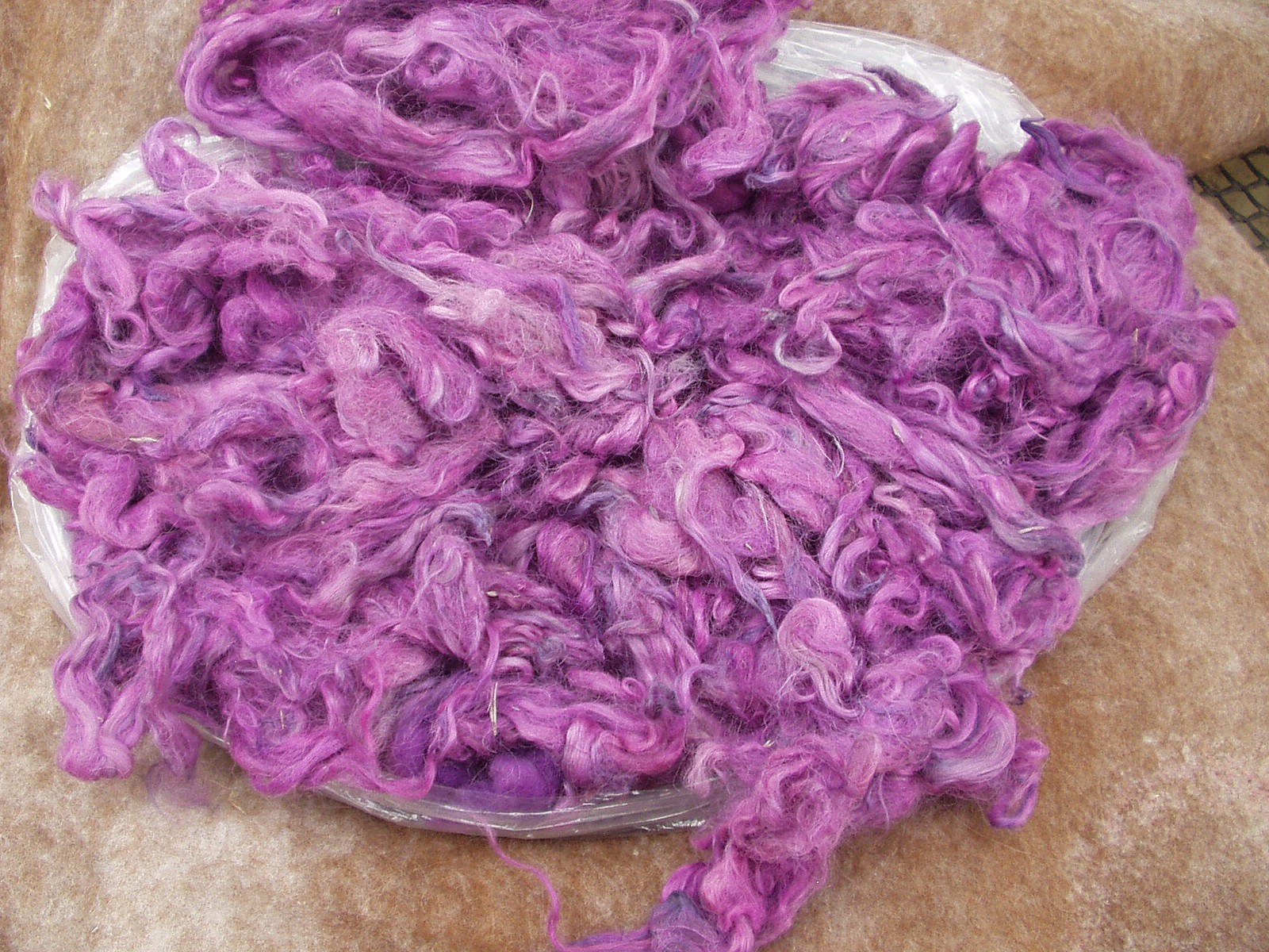 Washed and Dyed Fuchsia Suri Alpaca Fleece Spinning Wool Roving Farrah 9 oz.
