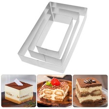 3 Pcs Rectangular Stainless Steel Cake Ring Metal Mousse Cooking Pastry Molds