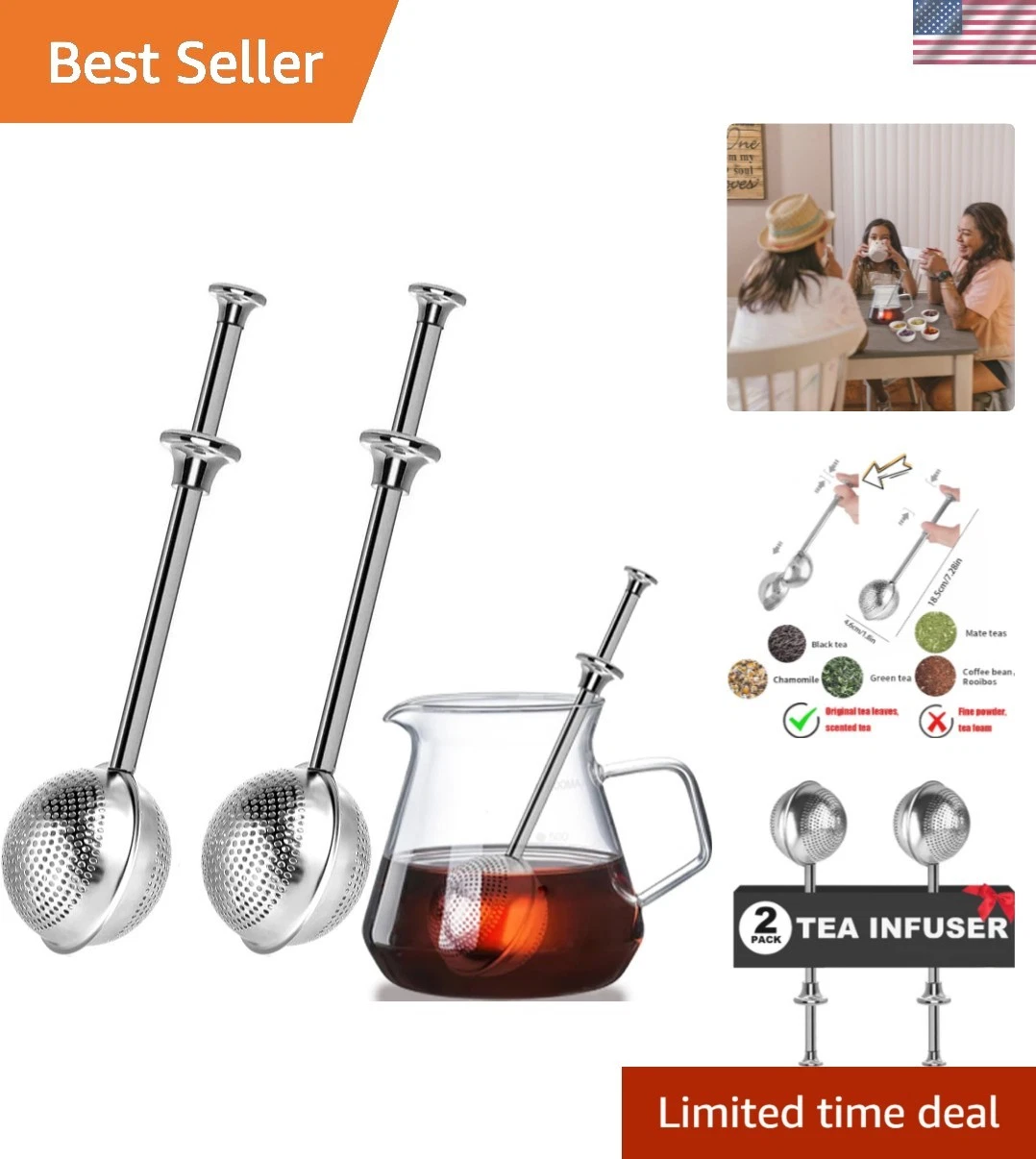 2pack Tea Ball, tea infuser for loose leaf tea, tea strainers for loose tea, ...
Opens in a new wind