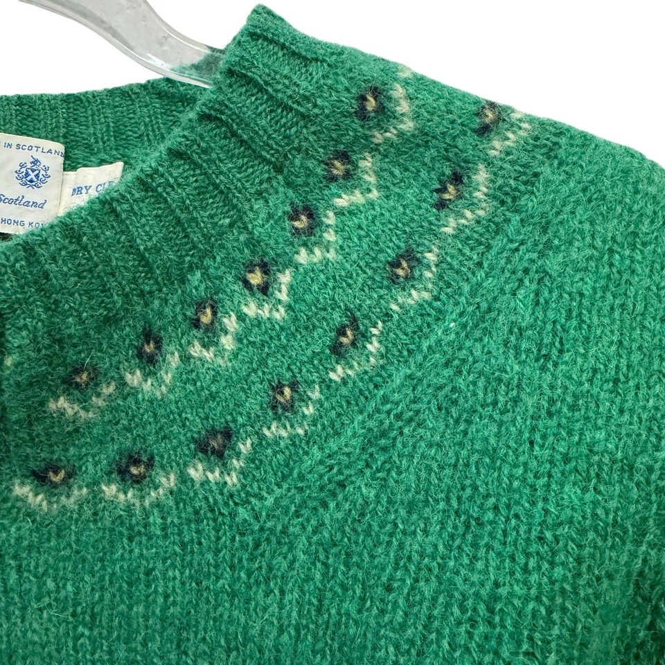 Suéter de Lana DEANS of Scotland De Colección Fair Isle Shetland Talla 34 EE. UU. S Verde Kelly Foto 3 de 4