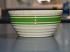 Vintage Hull Beehive Yelloware Utility-ware Green Striped Mixing Bowl Pottery