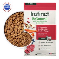 Instinct Be Natural Dry Dog Food Raw Coated Kibble - Real Beef & Barley 25 lb 4.20 per pound