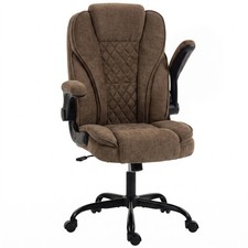 HOMCOM Office Chair, Computer Desk Chair with Flip-up Armrest, Brown