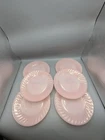 Set of 6 Vintage Fire King Pink Swirl 9.25 inch Dinner Plates Anchor Hocking