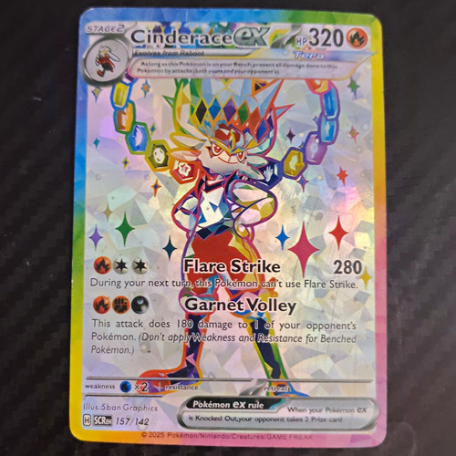 Pokemon TCG Cinderace ex 157/142 Stellar Crown Holo Full Art UR EN 320HP